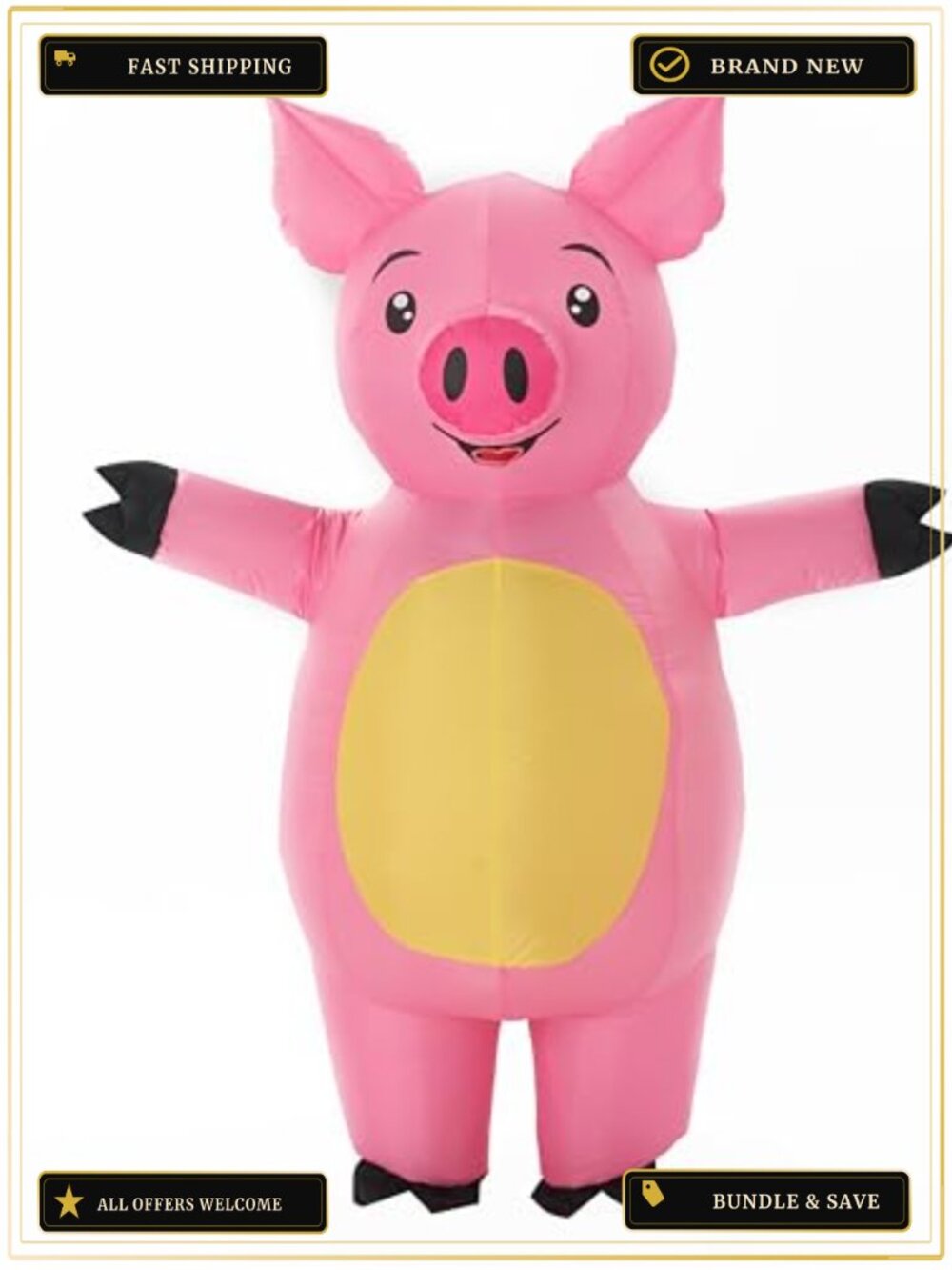 Inflatable Pink Pig Costume Adult Blow Up Animal Suit Halloween Party Cosplay